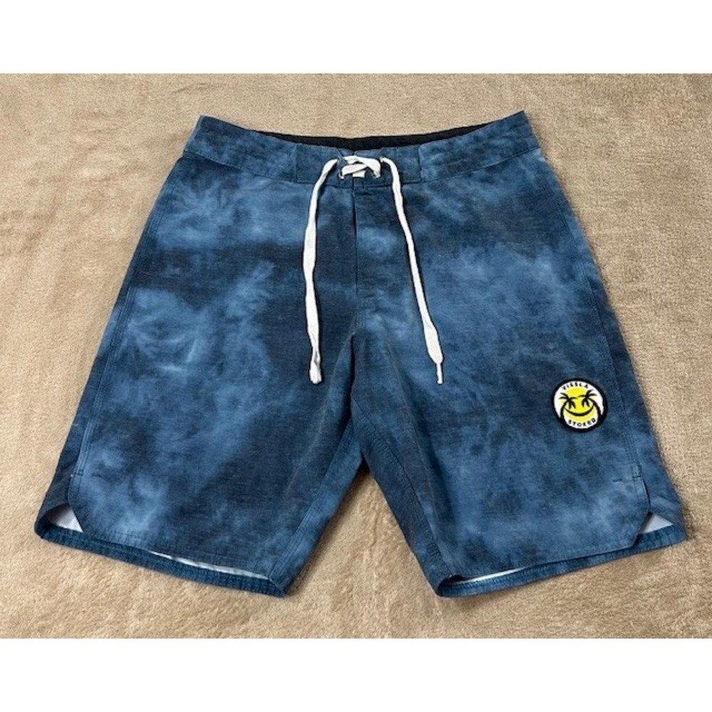 Vissla Board Shorts‎ Mens 28 Blue Tie Dye Blue Solid Sets Drawstring good